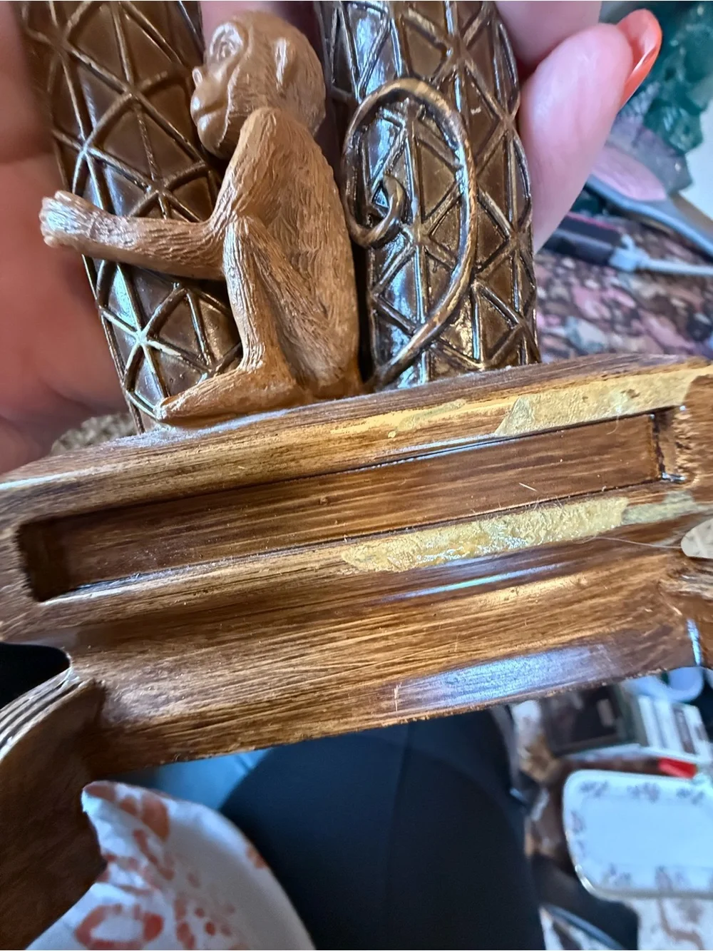 Cheyenne vintage monkey Carved Palm Tree Table Lamp in Brown by
